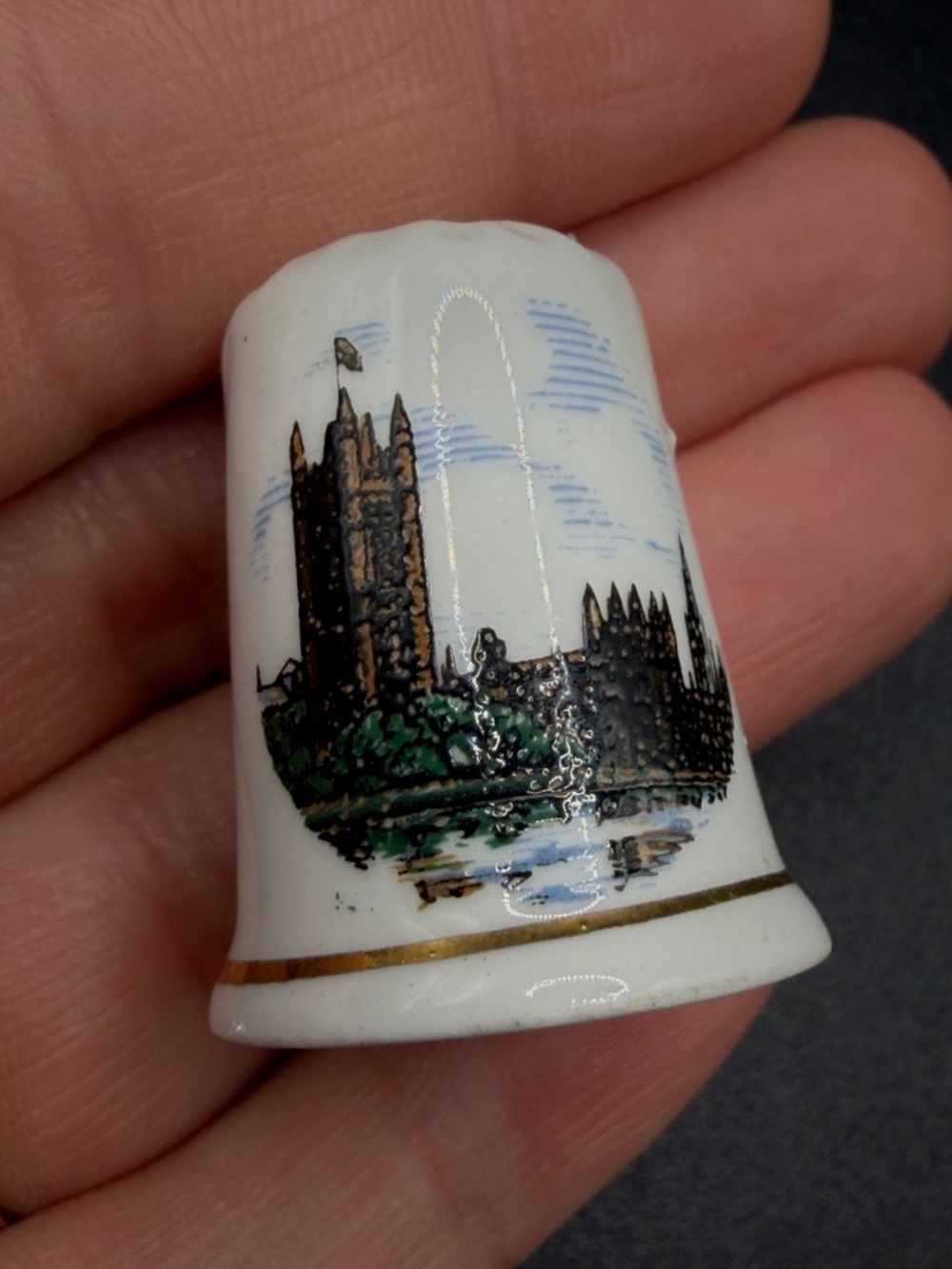 Vintage Great Britain Bone China Palace of Westminster Castle Thimble Trinket